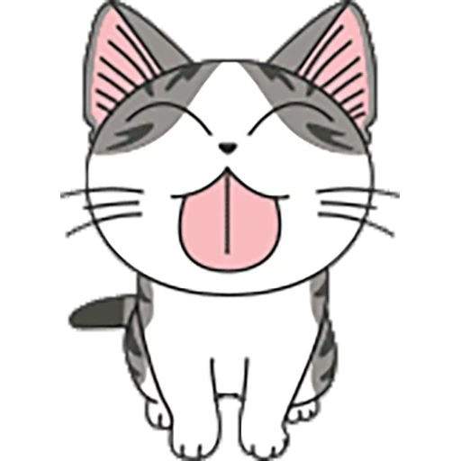 anime de chat, anime de chat, chat mignon avec un visage souriant, anime chat se réjouit, anime de chatons contentés