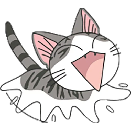 anime kucing, anime anak kucing, render anjing laut, anime kucing lucu, anime anak kucing yang puas