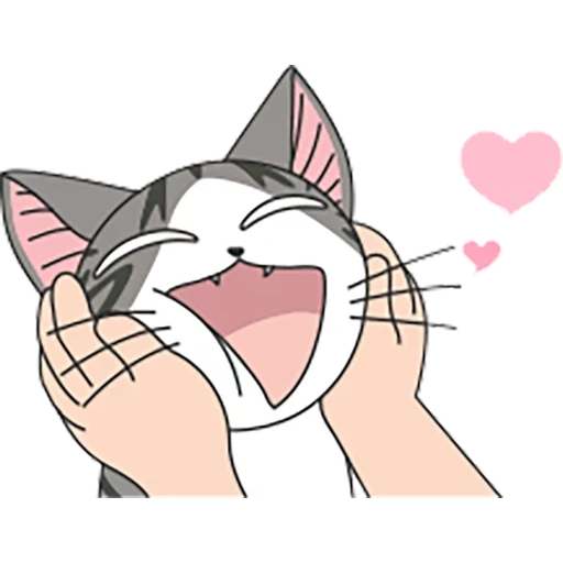 anime cat, anime kotik chi, anime kitten chia, lovely anime cats, satisfied kitten anime