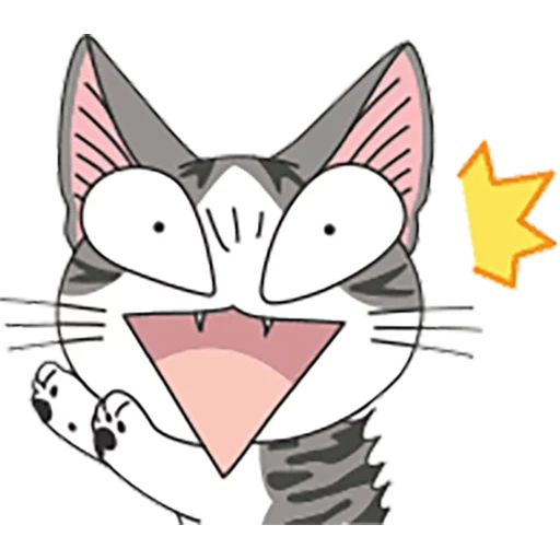 кошка аниме, котик аниме, аниме котик чии, кошачья улыбка аниме, довольный котенок аниме