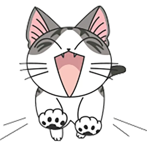 gato, gato de animación, sello 100x100, lindo gato sonriente, animación de gatito de satisfacción