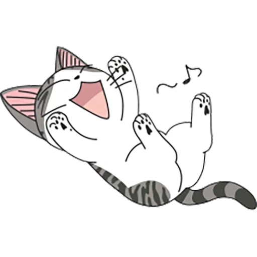 anime gato, chii kitten, gatos de desenhos animados, ilustração de um gato, o gatinho espreita o desenho