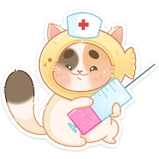 cat, the medicine, cartoon nurse, vector illustrations