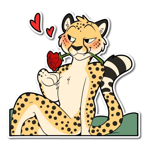 furri cheetah, furry leopard, cartoon cheetah, stickers for children with a leopard