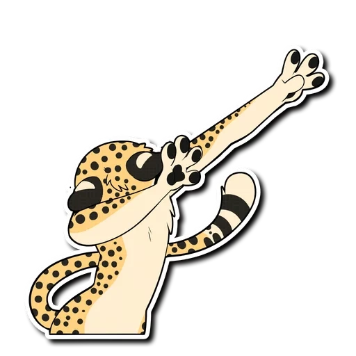 ghepardo, divertente, stick leopardo, adesivi con stampa leopardo
