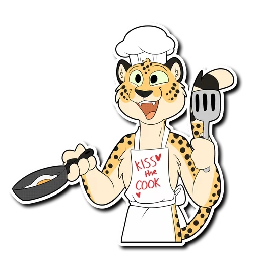 гепард, шеф повар, наклейка леопард