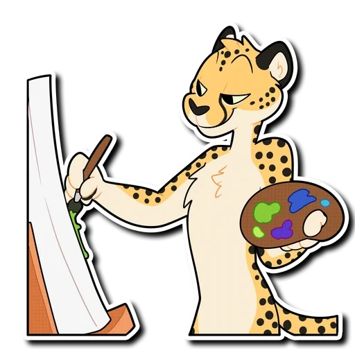 guépard, dessin de guépard, léopard de bâton, dessin animé de léopard, autocollants pour les enfants avec un léopard