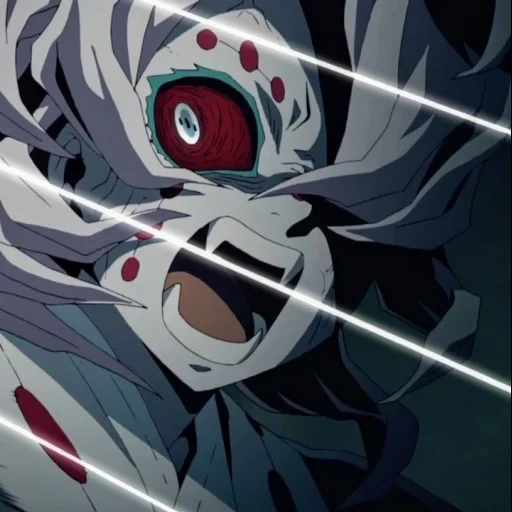 demônio do anime, rui kimetsu no yaiba, lâmina de anime demônios disseminando, rui de demônios de corte de lâminas de anime, anime lâmina cortando demônios roy