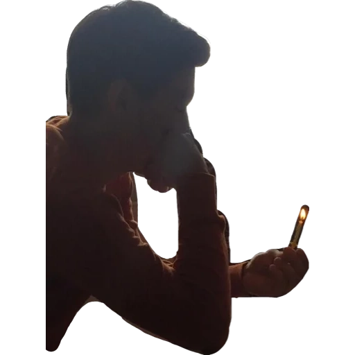 silhouette, il maschio, la silhouette di un uomo, silhouette bianche nere, la silhouette di un uomo con una sigaretta