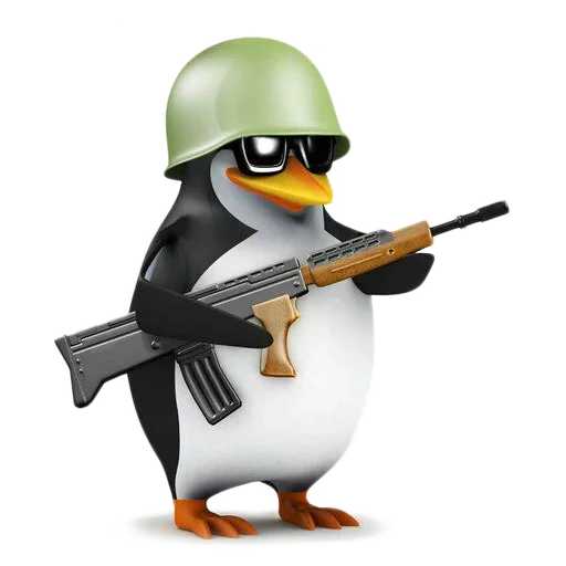рядовой пингвин, пингвин автоматом, рядовой пингвин мем, с 23 февраля пингвин, с днем защитника отечества