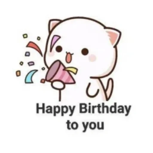 clipart, dibujos de kawaii, dibujos de kavai, feliz cumpleaños, mochi mochi peach cat love