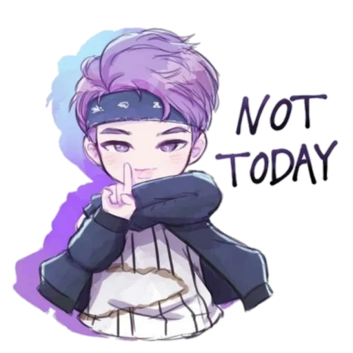 not today, bts fanart, chibi bts rm, chibi bts namjun, rm not today chibi