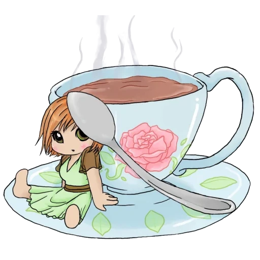 bere tè chibi, tazza di caffè, l'aroma del caffè chibi kawai, toilet boy hanako, toilet boy hanaco chibi