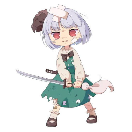 chibi nazrin, konpaku youumu, progetto touhou, youumu konpaku sprite, fukkireta konpaku youumu