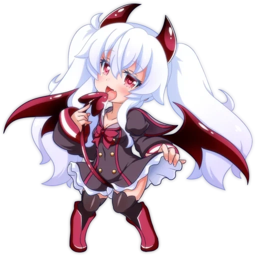 anime, anime kunst, chibi dämon, anime charaktere, magic academy grim aloe anime