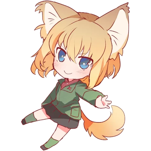 red cliff, katyusha gup, cartoon character, chibi miho nishizumi, anime girl painting