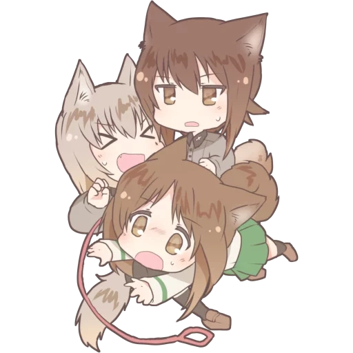 anime, chibi uchiko, anime mignon, personnages d'anime, girls und panzer chibi neko