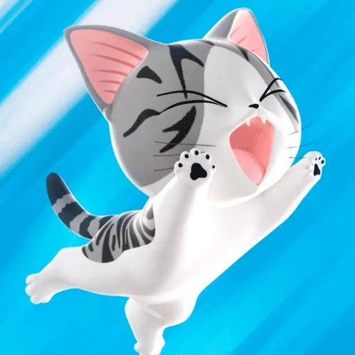 un chat, chats anime, cute house chiy 3d, beaux chats anime, jouet chia mignon maison