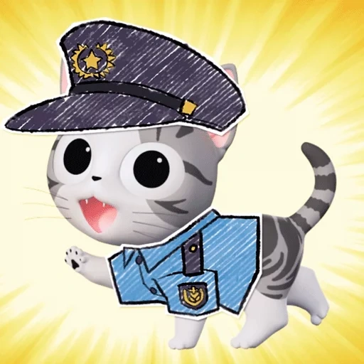 chat, chat, chats en coton, cat est un policier, cat de vêtements de policier