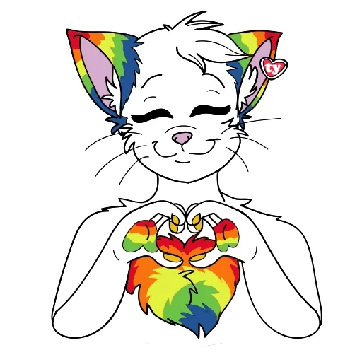 gatto, anime, kv gatto, l'arcobaleno, arte di armino