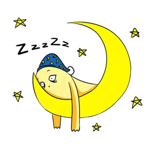 sleep moon, night month, the kid is sleeping to the moon, moon illustration, the moon is cute