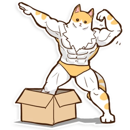 baka, chat pack, dessin de chat, le chat avec des muscles, chat cathédral mignon