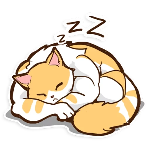 le chat dort, chat endormi, chat paresseux, dessin animé de chat endormi, dessin animé de chat