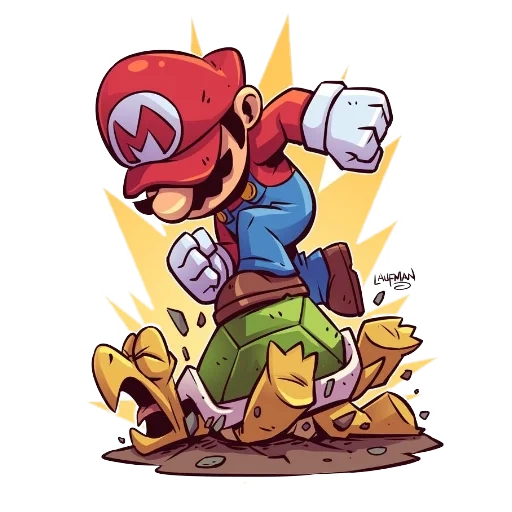 mario, kartu mario, mario super, derek laufman, super mario chibi