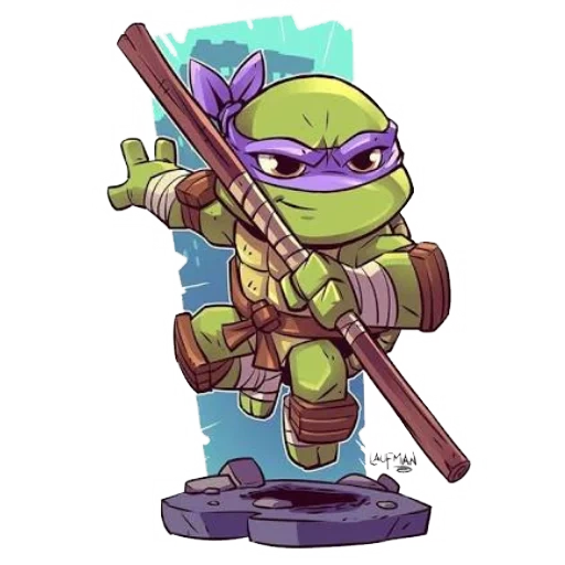 derek laufman, una taza con cuchara, tortugas ninja, tortuga de donatello, taza ninja ninja taza