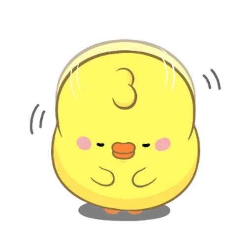 asiatiques, poulet, un joli motif, poulet jaune, le visage souriant de kawai