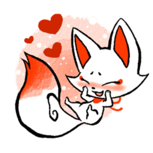 kitsune, anime fox, fox drawing, illustration cat, drawings of animal anime