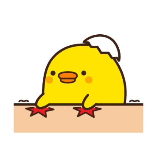 attelle, surpris, dessin de kawai, poulet kawai, poulet souriant