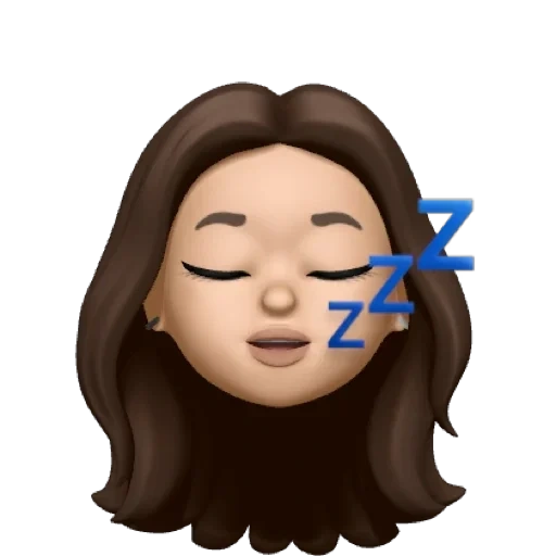 asiático, memoji tiene sueño, adobe photoshop, niña somnolienta emoji, avatar mira la descripción