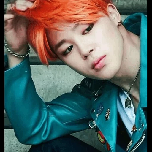 jimin, jimin bts, jimin à lame rouge, pak jimin red, jimin aux cheveux roux