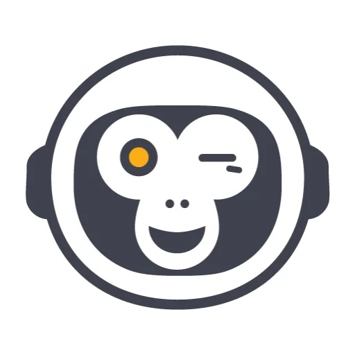 logo, mono, icono de mono 16x16, mono de boca emoji, plantilla de auriculares de mono
