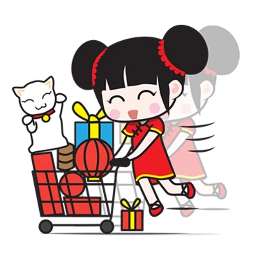 kartun, clipart, kartun lucu, gong xi fa cai, joyeux nouvel an chinois