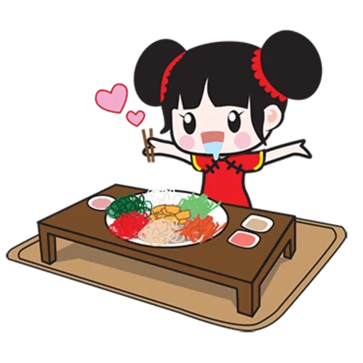 articoli sul tavolo, illustrazioni vettoriali, illustrazione ragazza granchio, cartoon sushi animation series, meng yi tofu