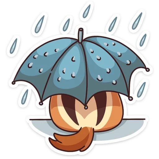 umbrella, umbrella cartoon, white-bottomed umbrella, butter crumbs under an umbrella, mood autumn humor