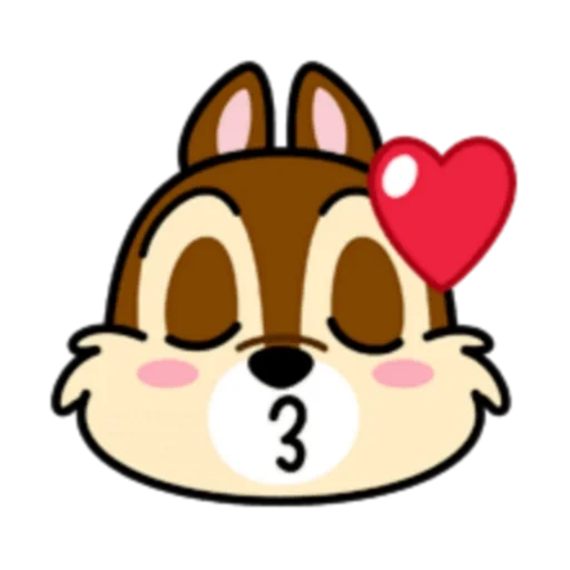 chip dell, emoticon di dale, personaggi disney, cartoni animati, carattere dei cartoni animati a forma di cuore