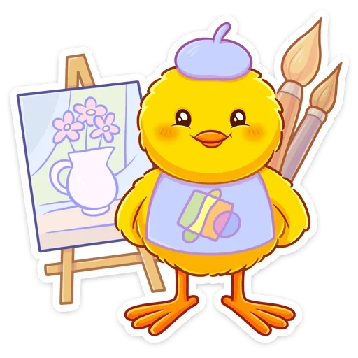 chubchik, figura, garota fofa, garota de desenho animado, pintor de pintinho