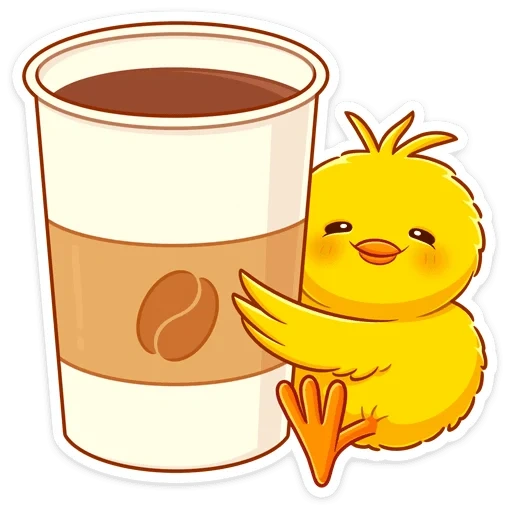 thermocup, kawai suo, cangkir kopi, ilustrasi vektor, sarapan bergambar kawai
