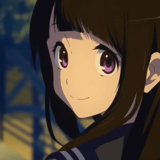 chitanda iran, anime hyouka, chitanda animation, anime girl, cartoon character