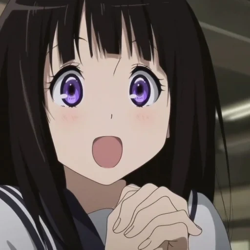 hyouka, ulrich tanda, chitanda animation, anime girl, cartoon character