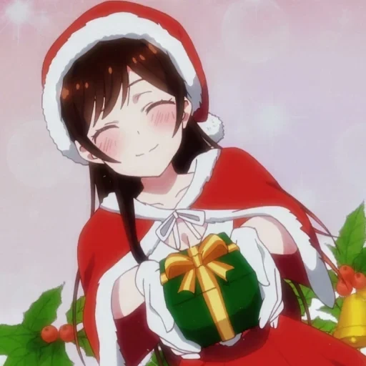 ide anime, gadis anime, anime christmas, anime tahun baru, kanojo okarishimasu tangan tahun baru
