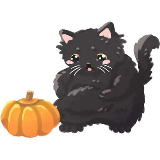 кошка хэллоуин, черный кот тыквой, хэллоуин тыква котенком клипарт