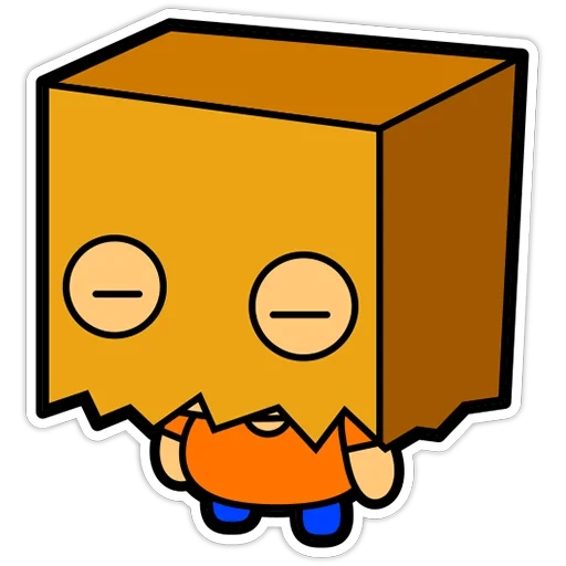 anime, papercraft psyduck, testa di battleblock, guarda il sacchetto di carta con gli occhi, paper bag head illustration