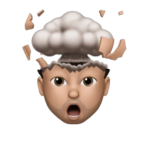 the memoji, kinder, der apfel von memoji, ios 13 gesichtsausdruck, smiley gehirn kocht