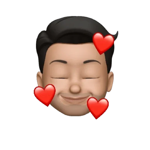 asian, memoji, emoji face, baktygaliya abylgaziev, smiley heart 758*421