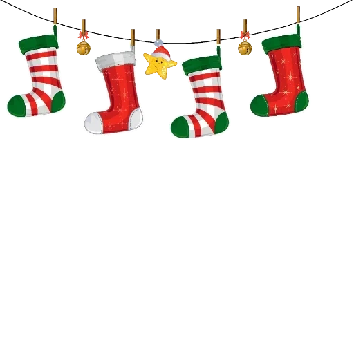 weihnachtsclipart, weihnachtsdekorationen, girlandsocken mit transparentem hintergrund, neujahrszehen transparenter hintergrund