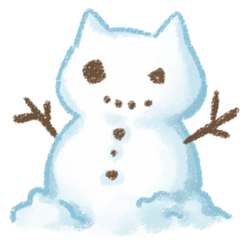 кошка, снеговик, милые животные